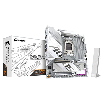 Gigabyte B850M AORUS ELITE WIFI6E ICE Motherboard- AMD Ryzen 9000 Series CPUs