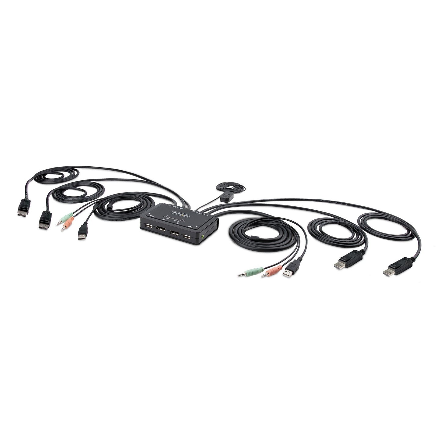 StarTech.com 2-Port Dual-Monitor DisplayPort Cable KVM Switch, 4K 60Hz, Compact KVM