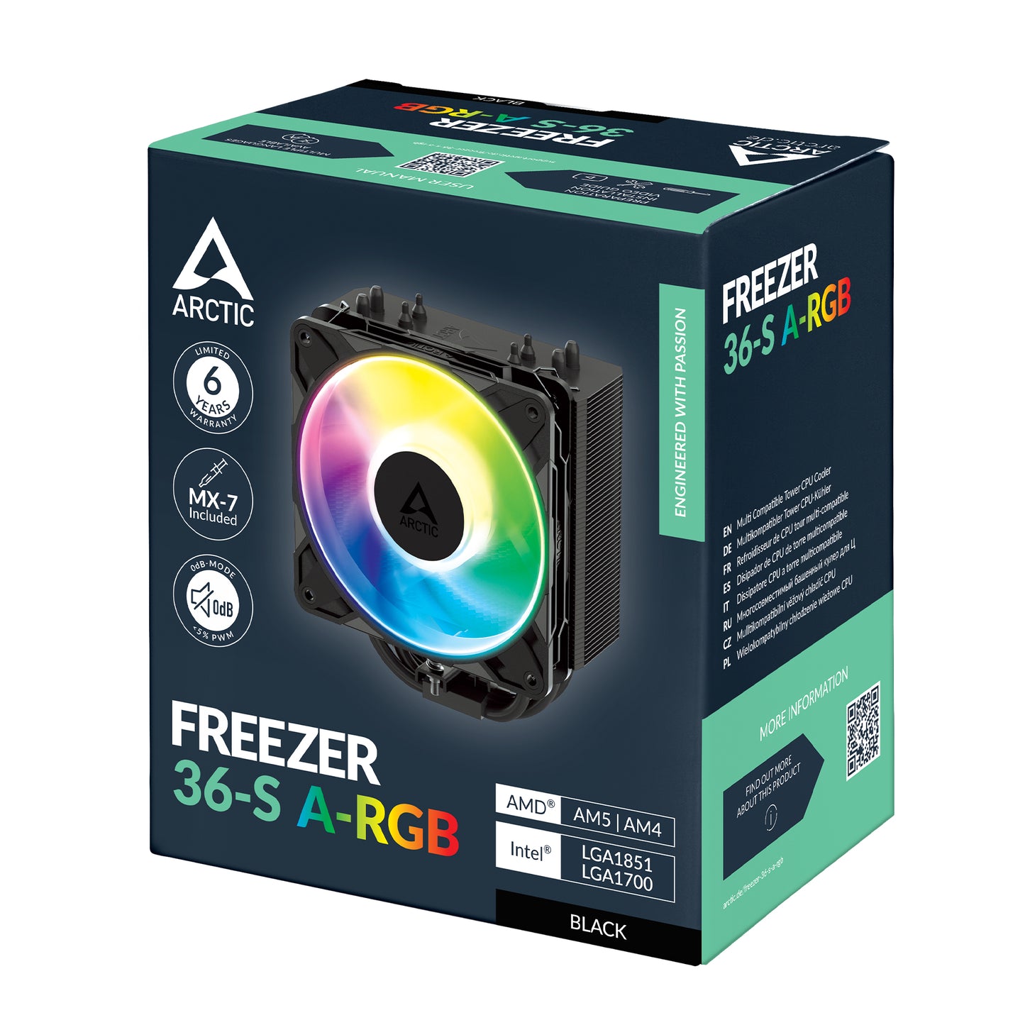 ARCTIC Freezer 36-S A-RGB (Black) Multi Compatible Tower CPU Cooler Cooling