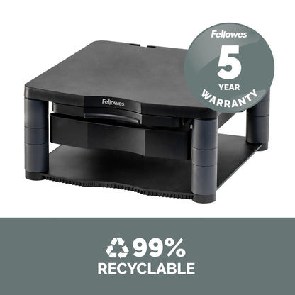 Fellowes Computer Monitor Stand with 3 Height Adjustments - Premium Monitor Riser Mount (9169501)