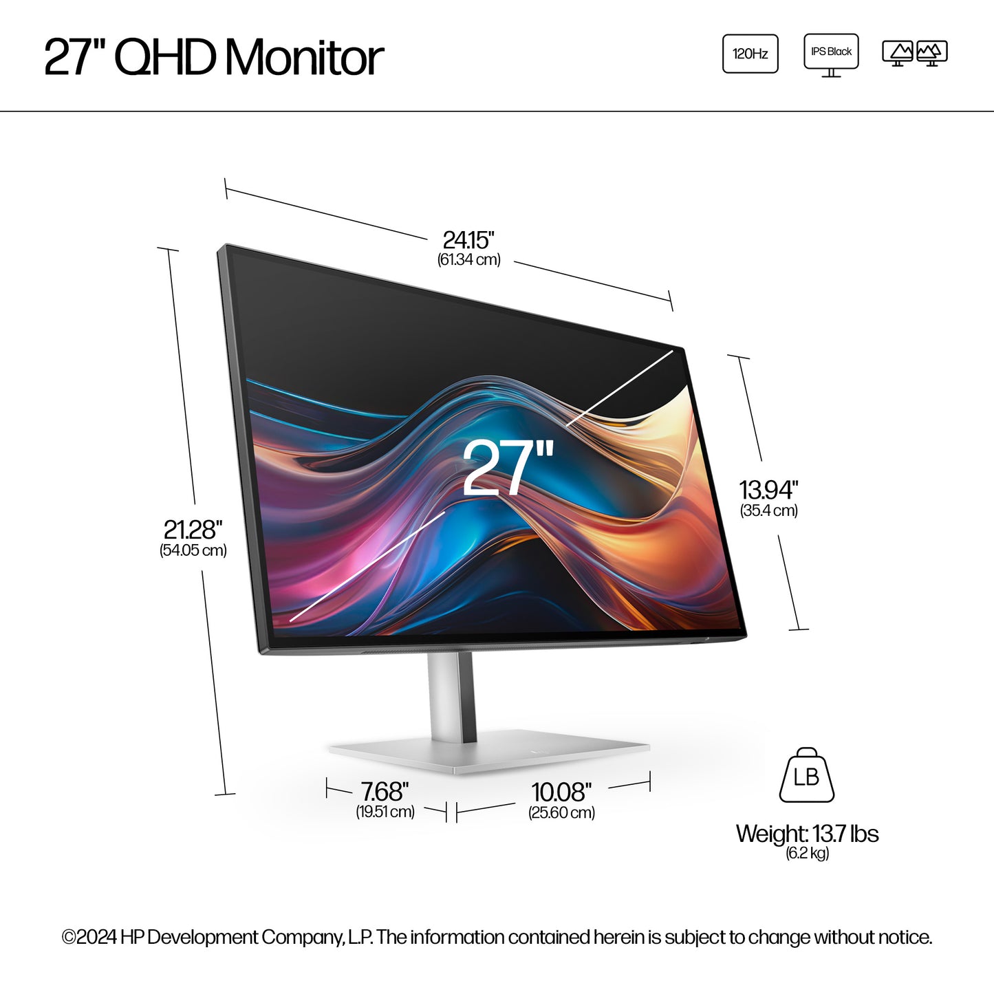 HP Series 7 Pro 727pq 27" QHD IPS 120Hz Monitor