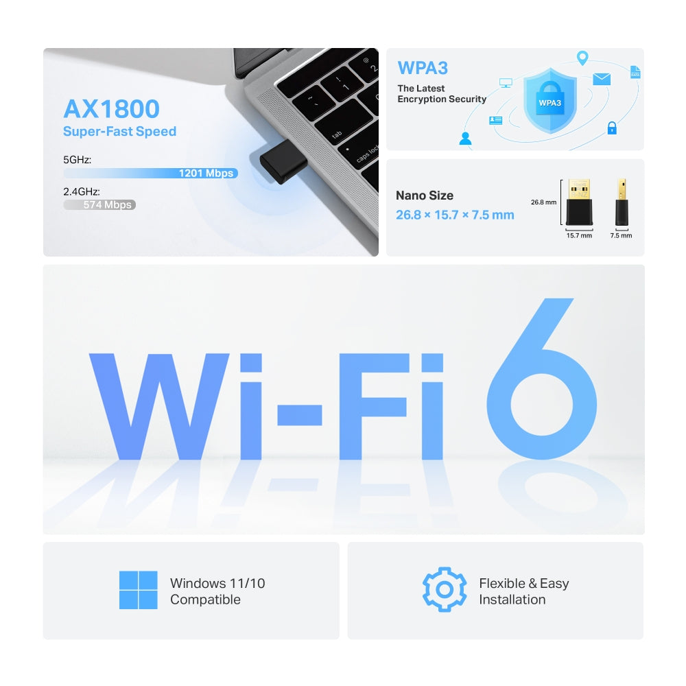 TP-LINK Archer AX1800 Nano Wi-Fi 6 Wireless USB Adapter