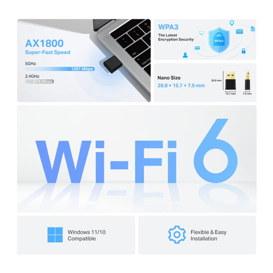 TP-LINK Archer AX1800 Nano Wi-Fi 6 Wireless USB Adapter