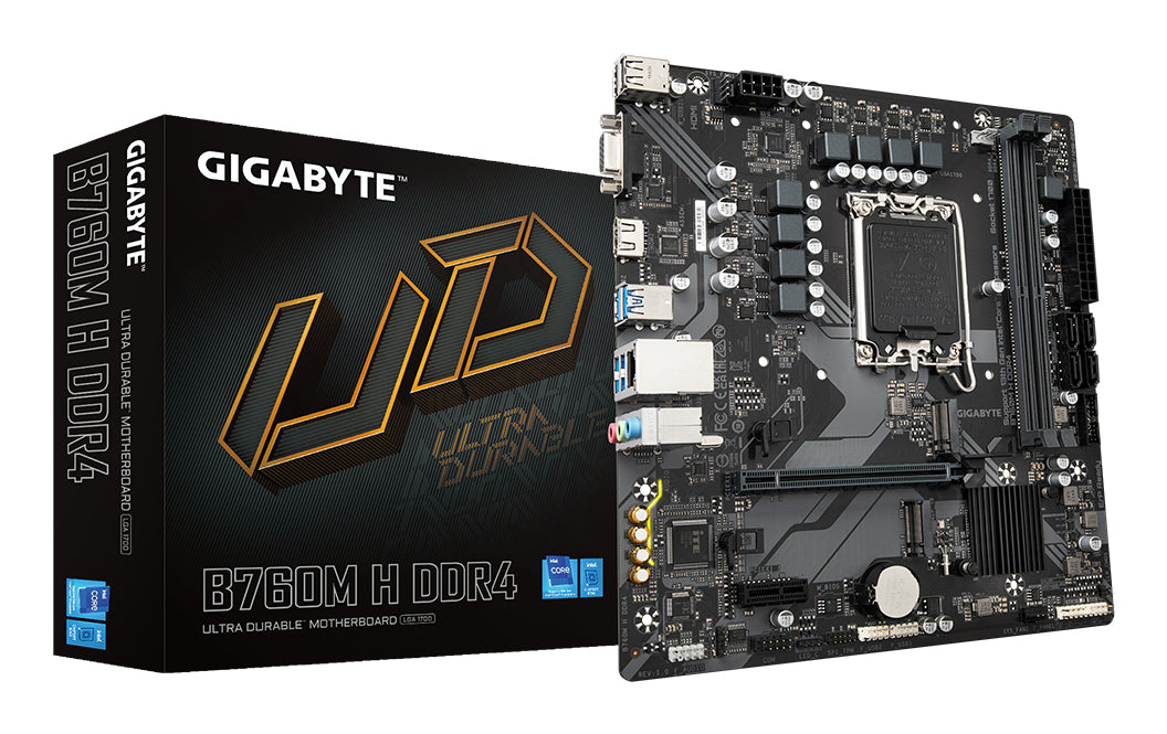 Gigabyte B760M H DDR4 Motherboard - Supports Intel Core 14th Gen CPUs, 6+1+1 Phases