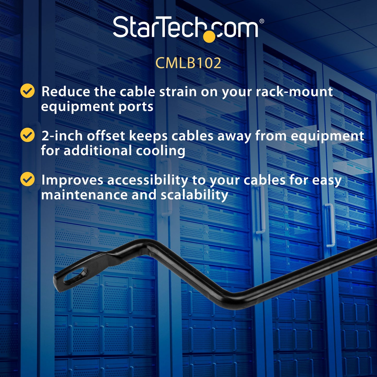 StarTech.com 10-Pack Horizontal Lacing Bar with 2in (5.1cm) Offset at 75 Degrees Rack