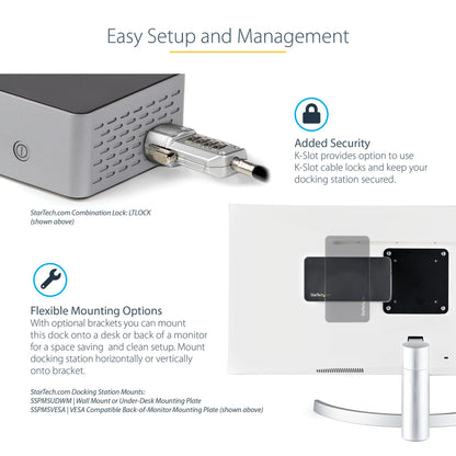 StarTech.com 60Hz Monitor & USB-C Docking Station 100W