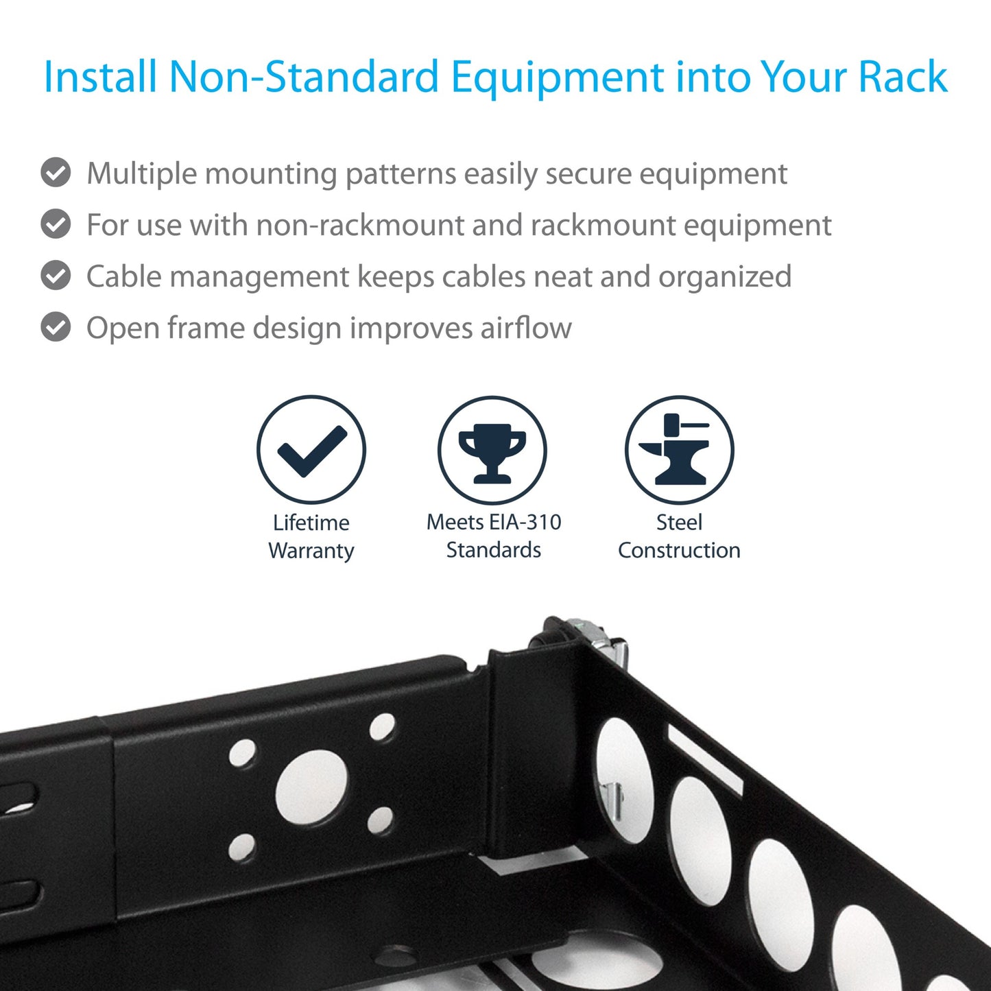 StarTech.com 1U Universal Server Rack Rails, Adjustable Depth Server Mounting Rails