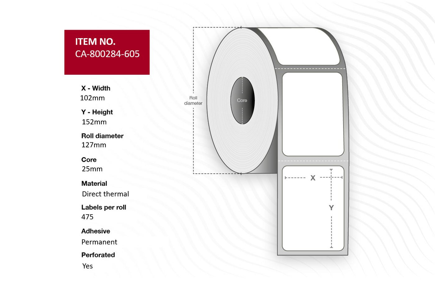 CAPTURE CA-800284-605 printer label White Labels