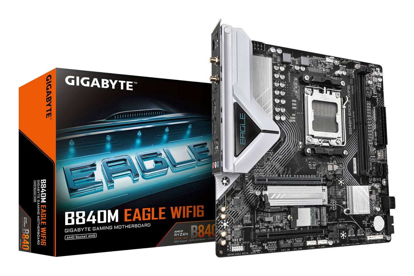 Gigabyte B840M EAGLE WIFI6 Motherboard - AMD Ryzen 9000 CPUs, 5+2+2 Phases VRM, up