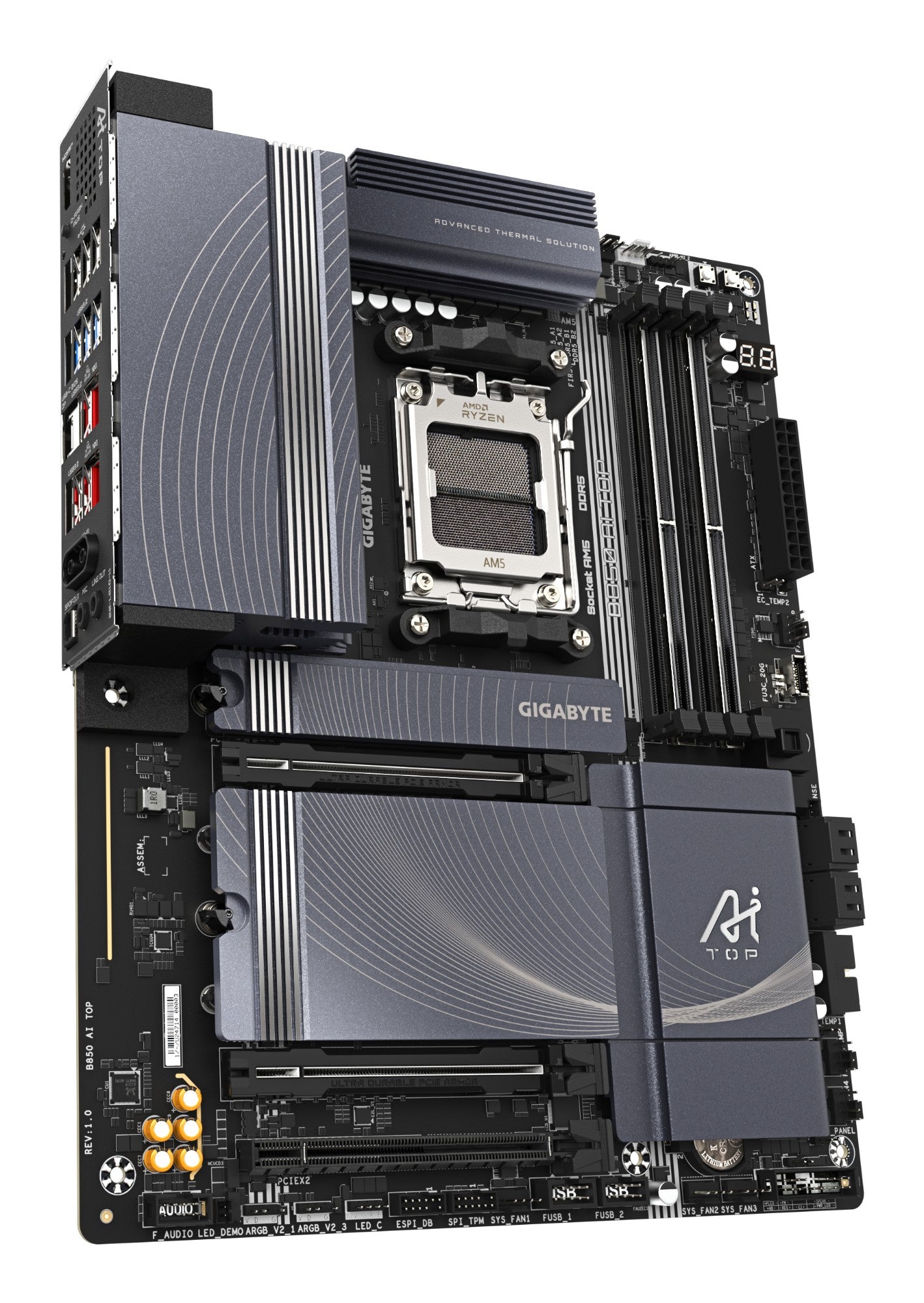 Gigabyte B850 AI TOP Motherboard - AMD Ryzen 9000 Series CPUs, 16+2+2 Phases Digital