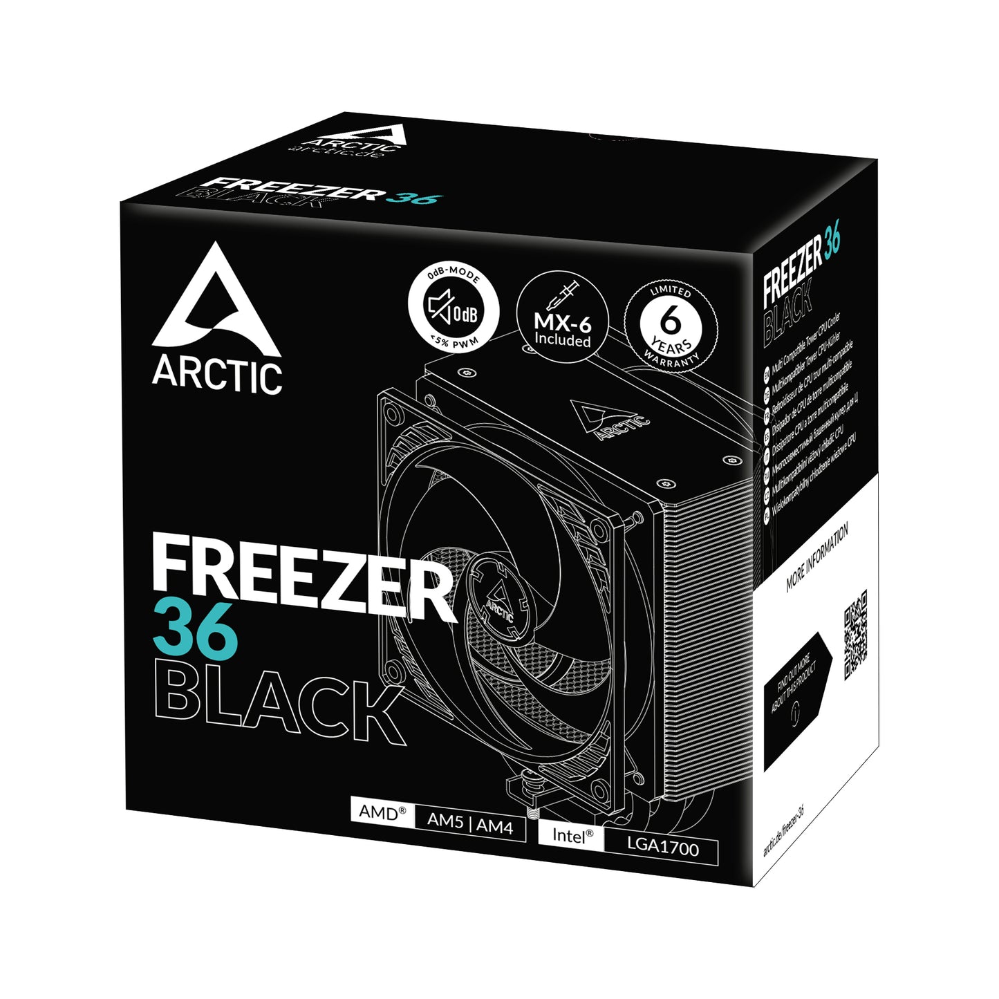 ARCTIC Freezer 36 (Black) Multi Compatible Tower CPU Cooler Cooling