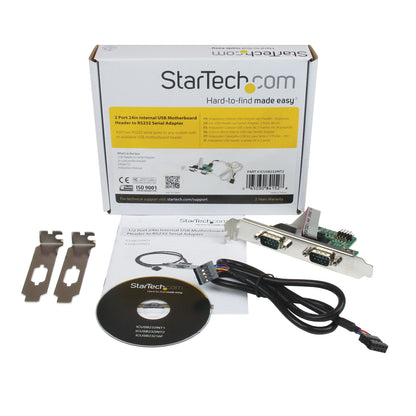 StarTech.com 24in Internal USB Motherboard Header to 2 Port Serial RS232 Adapter Hub
