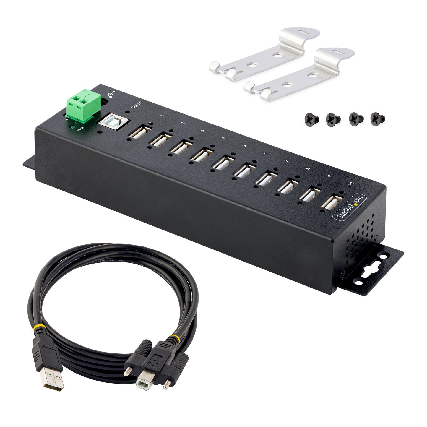 StarTech.com 10-Port Industrial USB 2.0 Hub, Rugged USB Hub w/ESD Level 4