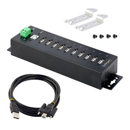 StarTech.com 10-Port Industrial USB 2.0 Hub, Rugged USB Hub w/ESD Level 4