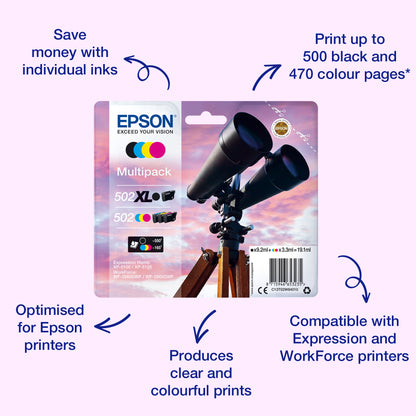 Epson C13T02V14010/502 Black Ink Cartridge (210 pages, Epson XP 5100)