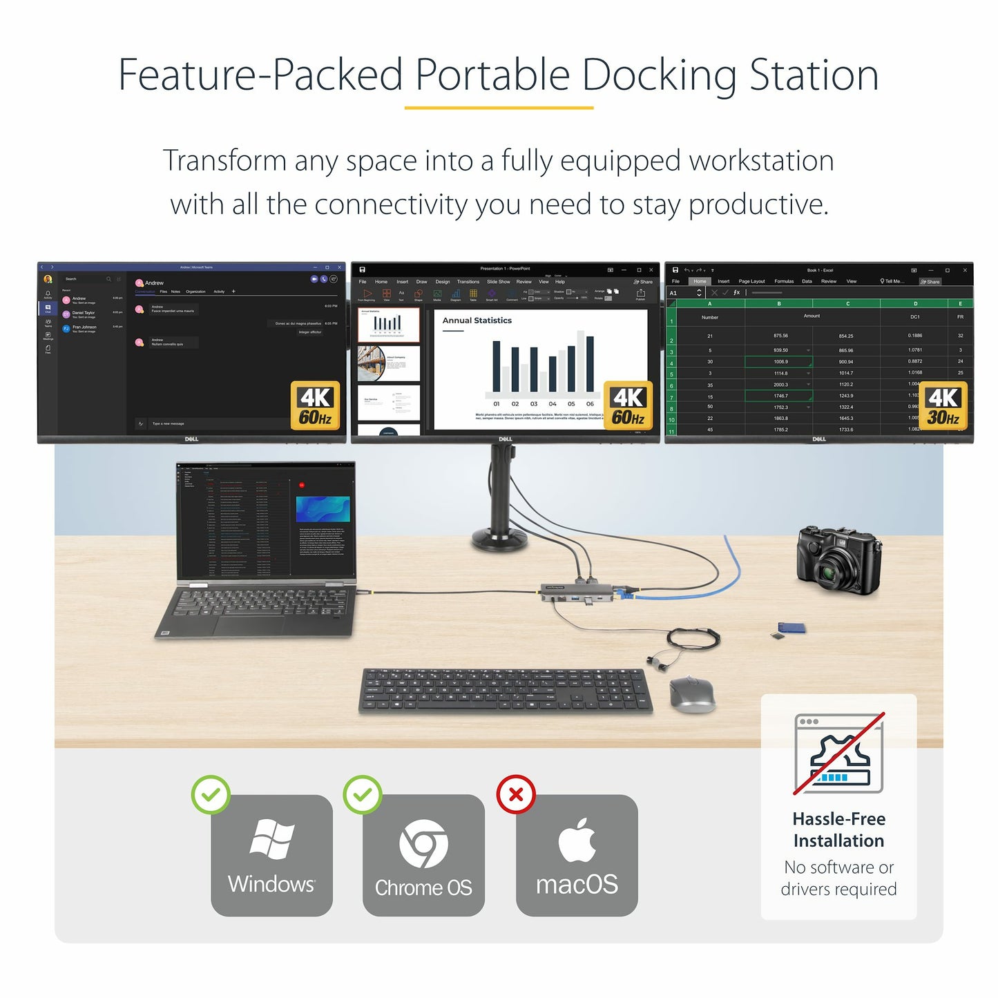StarTech.com Triple-Monitor Multiport Adapter USB-C Docking Station