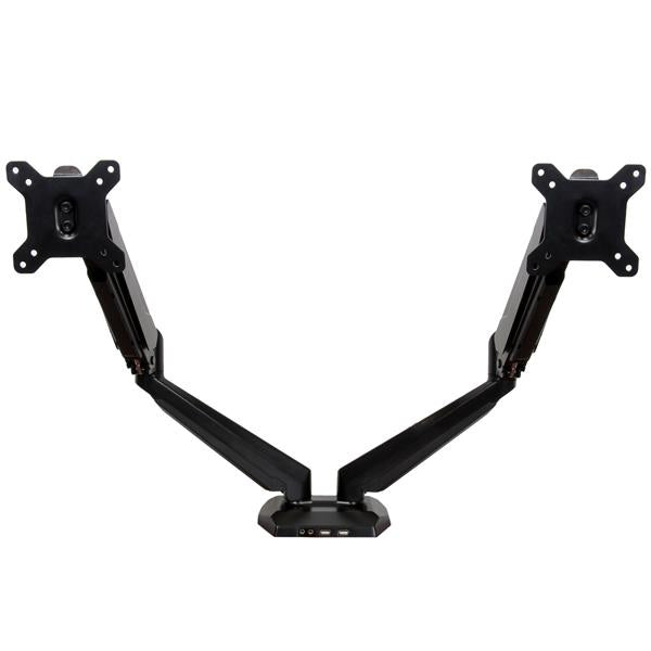 StarTech.com Desk Mount Dual Monitor Arm with USB & Audio, Desk Clamp VESA Mount for (Black)