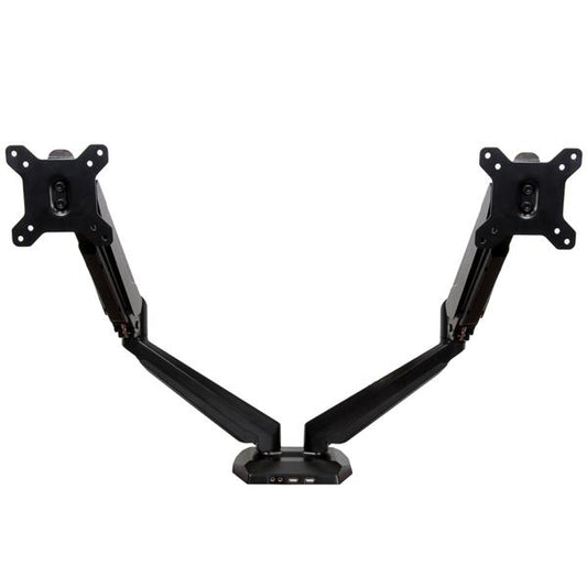 StarTech.com Desk Mount Dual Monitor Arm with USB & Audio, Desk Clamp VESA Mount for (Black)