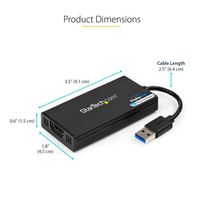 StarTech.com USB 3.0 to HDMI Adapter - 4K 30Hz Ultra HD - DisplayLink Certified Hub
