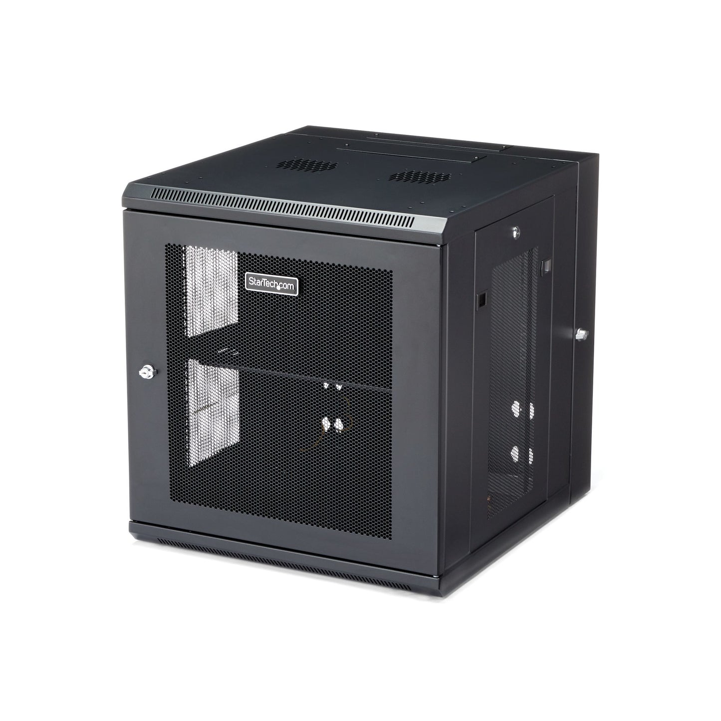 StarTech.com 4-Post 12U Wall Mount Network Cabinet with 1U Shelf, 19" Hinged Rack
