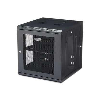 StarTech.com 4-Post 12U Wall Mount Network Cabinet with 1U Shelf, 19" Hinged Rack