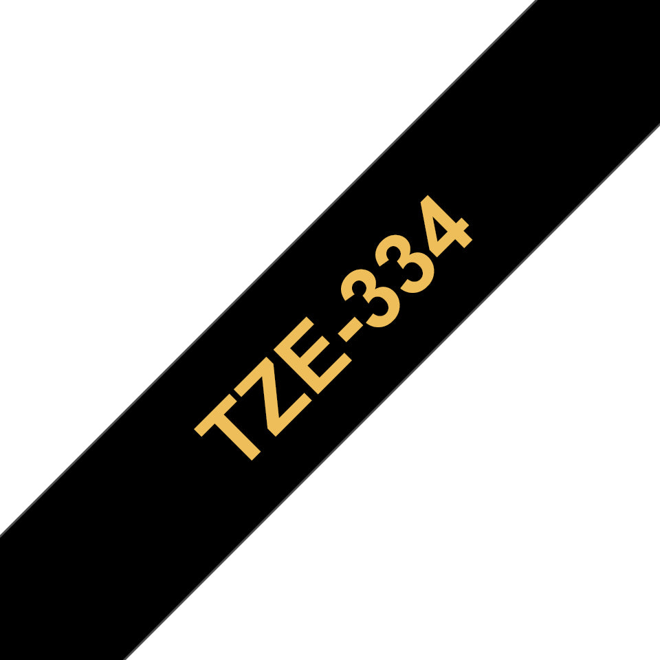 Brother TZE-334 DirectLabel gold on black Laminat 12mm x 8m for Brother P-Touch TZ Labels