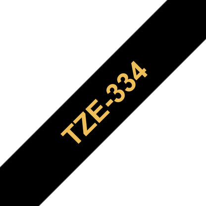 Brother TZE-334 DirectLabel gold on black Laminat 12mm x 8m for Brother P-Touch TZ Labels