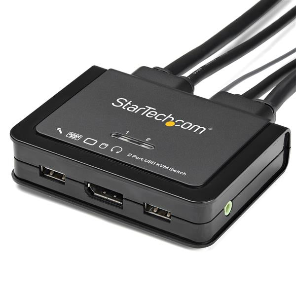StarTech.com 2 Port DisplayPort KVM Switch - 4K 60Hz - Compact Dual Port UHD DP 1.2