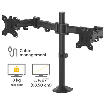 Fellowes Reflex Dual Monitor Arm - Dual Monitor Mount for 8KG 27 Inch Screens