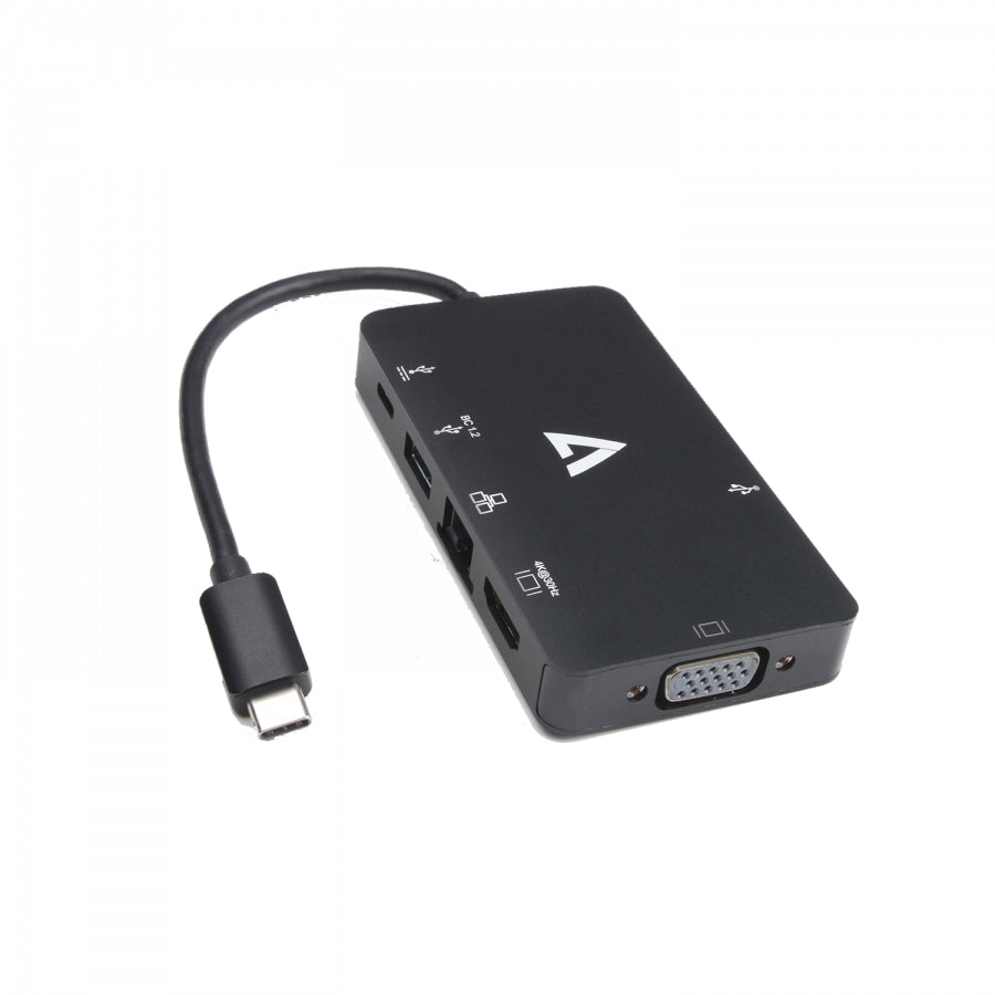 V7 V7UC-U3CRJ45HDVG-BLK USB graphics adapter 3840 x 2160 pixels Black Hub