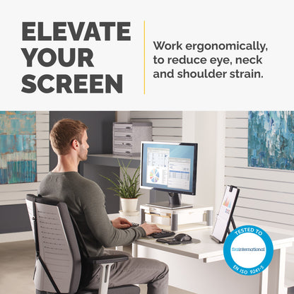 Fellowes Computer Monitor Stand with 3 Height Adjustments - Premium Monitor Riser Mount (91713)