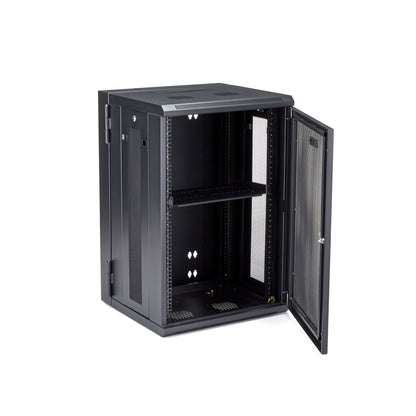 StarTech.com 4-Post 18U Wall Mount Network Cabinet with 1U Shelf, 19" Hinged Rack