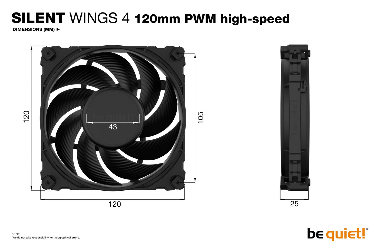 be quiet! SILENT WINGS 4 | 120mm PWM high-speed Computer case Fan 12 cm Black 1 pc(s) Cooling