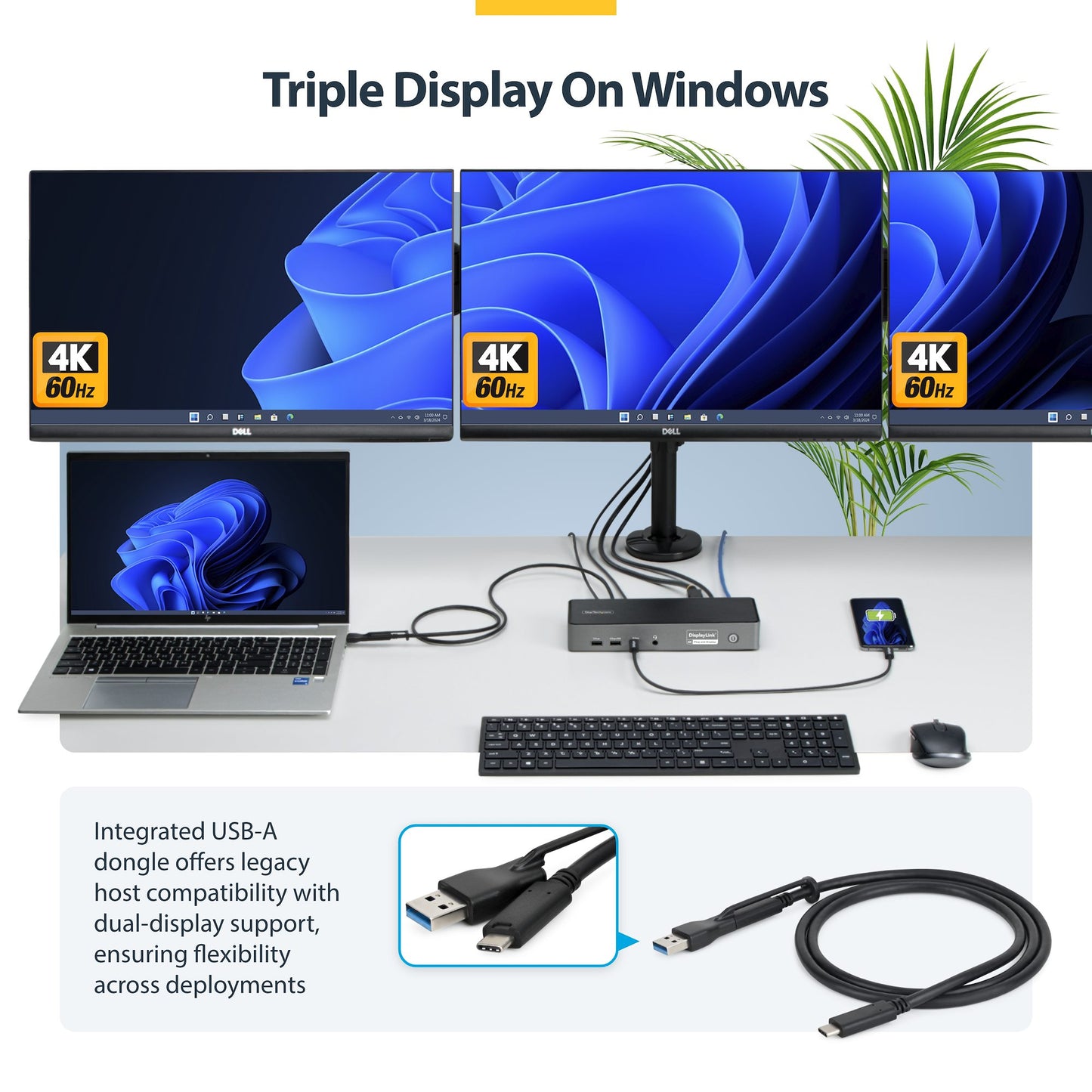 StarTech.com Triple-Monitor USB-C Docking Station 140W