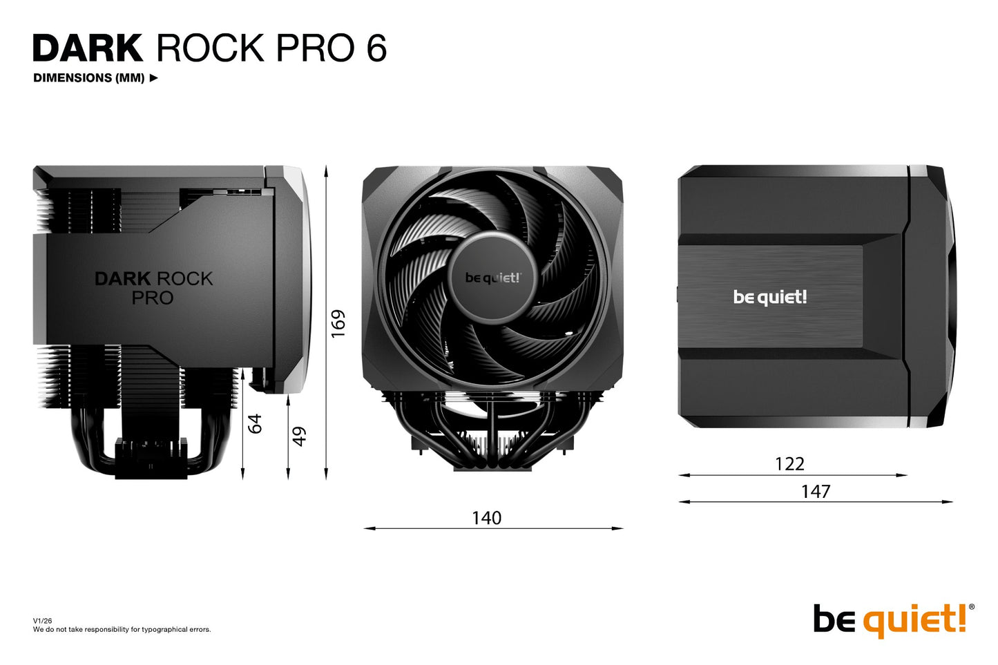 be quiet! Dark Rock Pro 6 Chipset Air cooler 120/135 mm Black 1 pc(s) Cooling