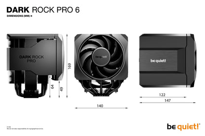 be quiet! Dark Rock Pro 6 Chipset Air cooler 120/135 mm Black 1 pc(s) Cooling