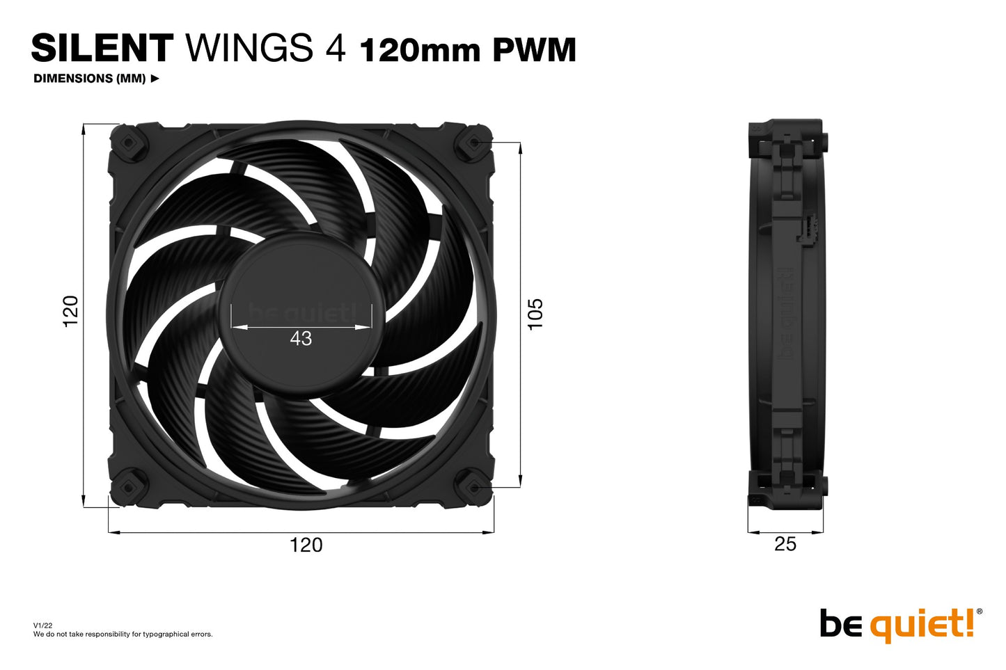 be quiet! SILENT WINGS 4 | 120mm PWM Computer case Fan 12 cm Black 1 pc(s) Cooling
