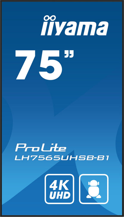 iiyama LH7565UHSB-B1 Signage Display Kiosk design 4K UHD IPS Monitor