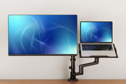 Neomounts DS20-425BL2 Monitor arm with laptop holder 17-27" - space saving