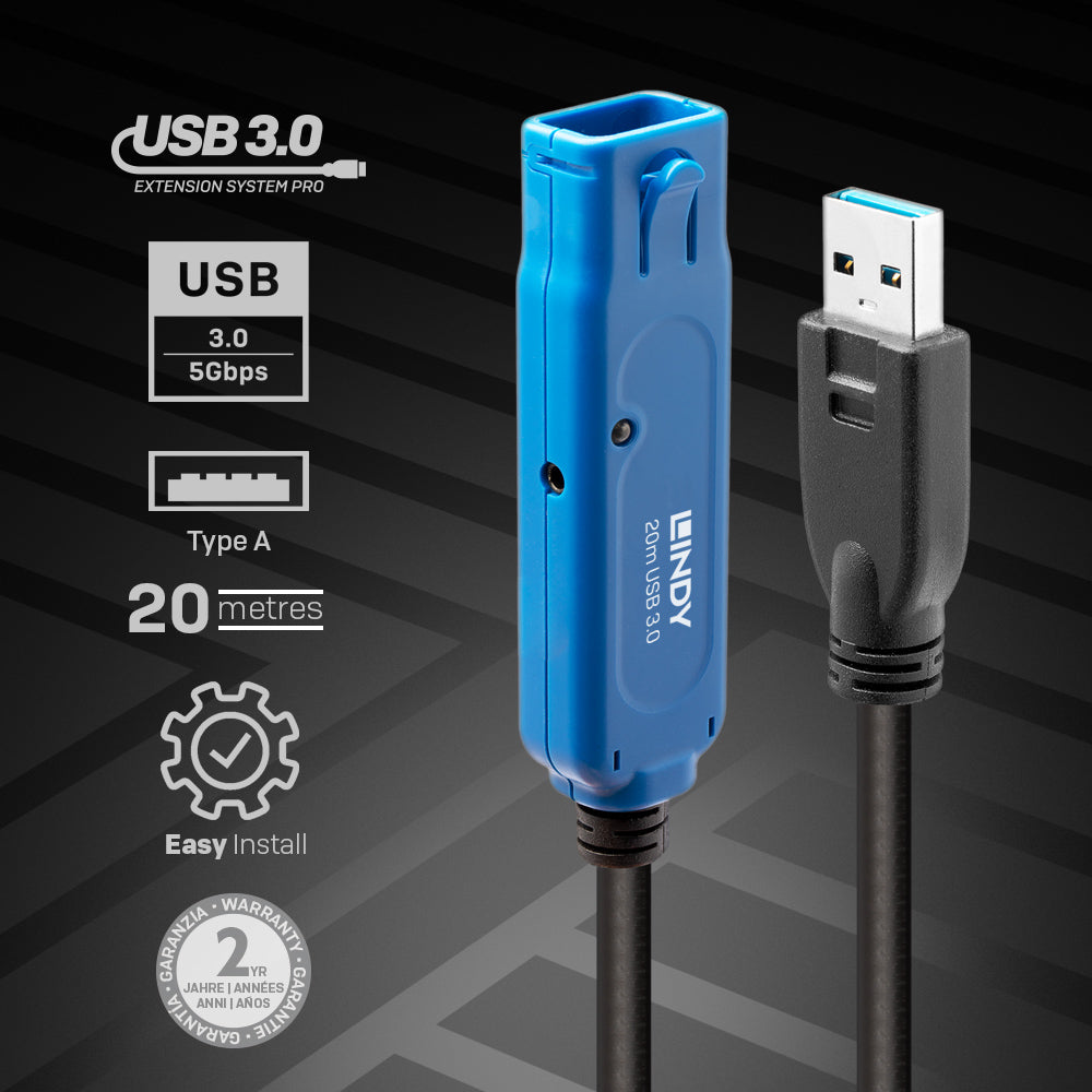 Lindy 20m USB 3.0 Active Extension Pro Cable