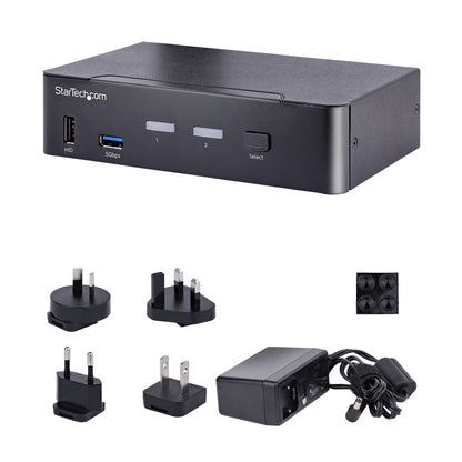StarTech.com 2-Port USB-C KVM Switch, Single 4K 60Hz DisplayPort Monitor, 3.5mm