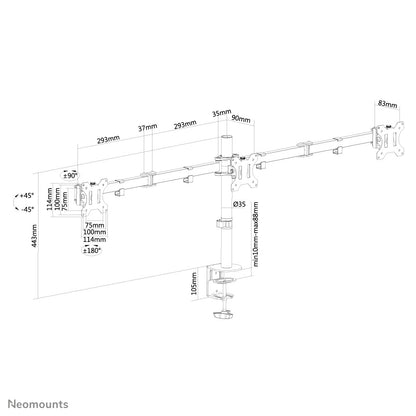 Neomounts FPMA-D550D3BLACK Monitor arm 10-27"