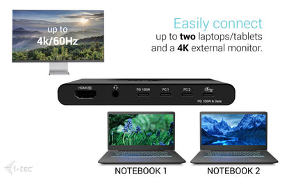 i-tec KVM for hosts USB-C Docking Station 100W