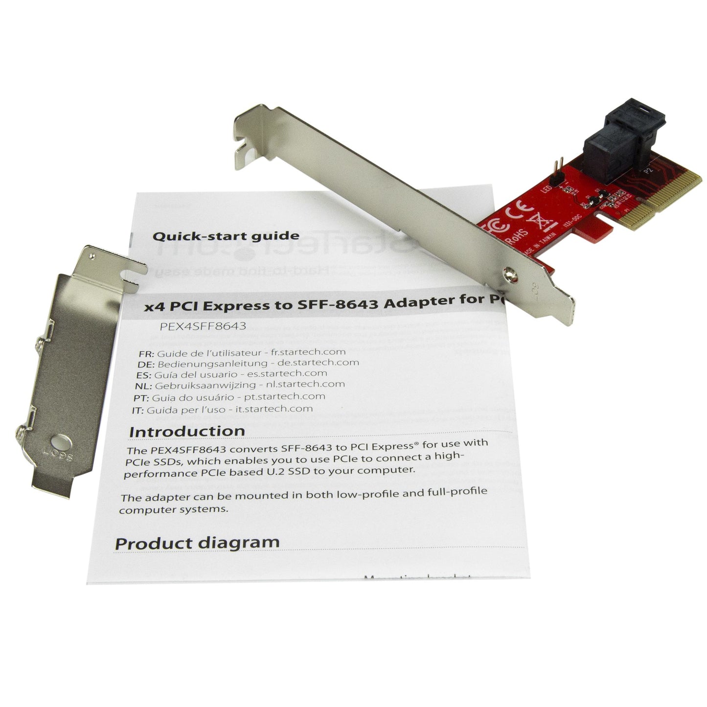 StarTech.com x4 PCI Express to SFF-8643 Adapter for PCIe NVMe U.2 SSD Hub