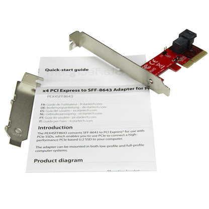StarTech.com x4 PCI Express to SFF-8643 Adapter for PCIe NVMe U.2 SSD Hub