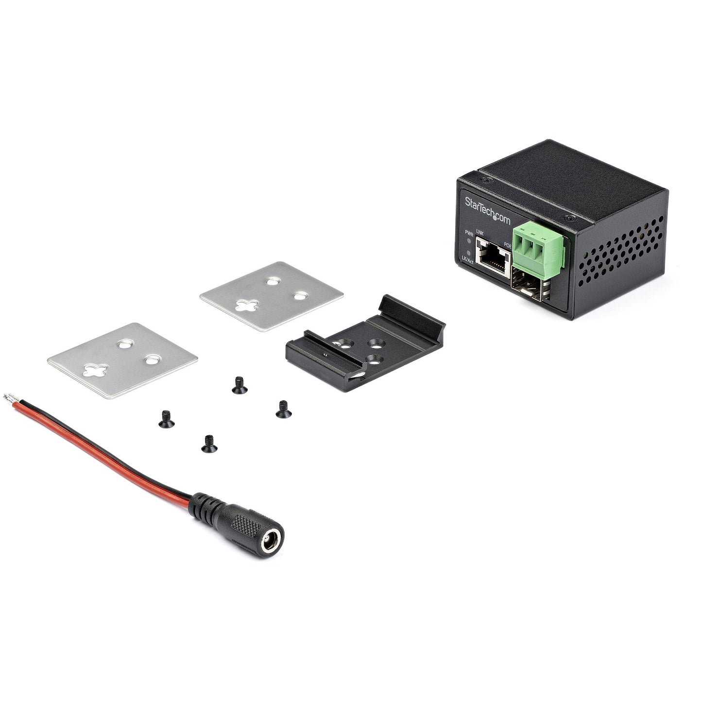 StarTech.com PoE+ Industrial Fiber to Ethernet Media Converter 30W - SFP to RJ45 - Singlemode/Multimode Fiber to Copper Gigabit Ethernet - Mini/Compact Size - IP-30/ -40 to +75C - TAA Networking