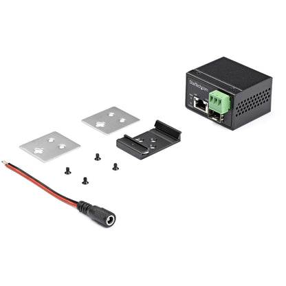 StarTech.com PoE+ Industrial Fiber to Ethernet Media Converter 30W - SFP to RJ45 - Singlemode/Multimode Fiber to Copper Gigabit Ethernet - Mini/Compact Size - IP-30/ -40 to +75C - TAA Networking
