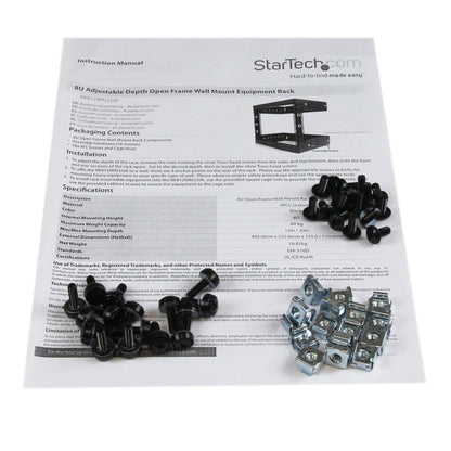 StarTech.com 2-Post 8U Heavy-Duty Wall-Mount Network Rack, 19" Open Frame Server