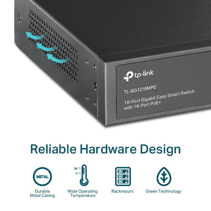 TP-LINK 18-Port Gigabit Easy Smart PoE Switch with 16-Port PoE+