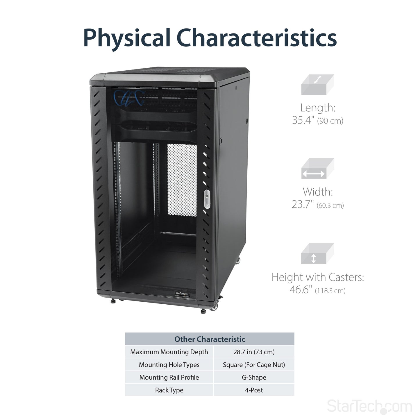 StarTech.com 22U Enterprise-Grade Flat Pack Server Rack Cabinet, 19in Enclosed